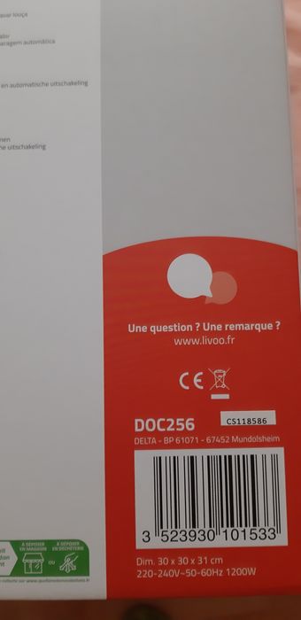 НOВ Air fryer Livoo DOC 256 1200 W