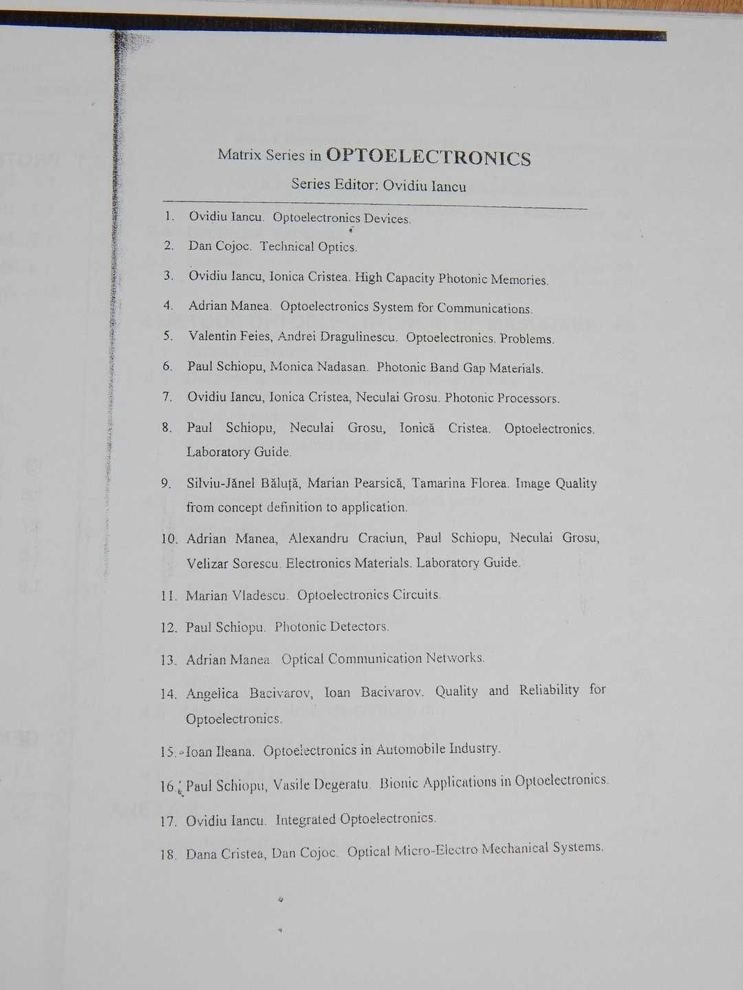 Optoelectronica Feies Dragulinescu Matrix ROM 2008 laborator