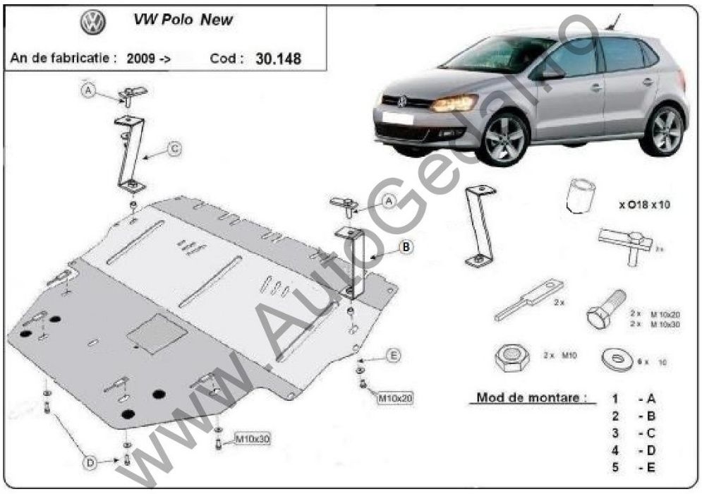 Scut motor metalic VW Polo ( 6R ) - Diesel 2009-2017