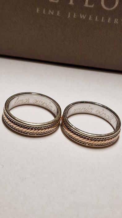 Set 2 verighete inele aur alb galben roz Teilor ENCHARM 9gr 14k 585