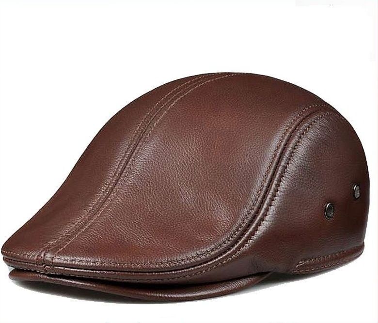 Мужская кепка шапка козырек из натуральной кожи мужской табий кожа хак
