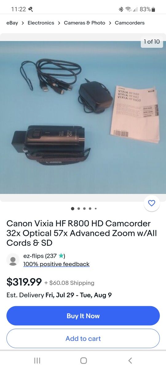 Vând camera video Canon