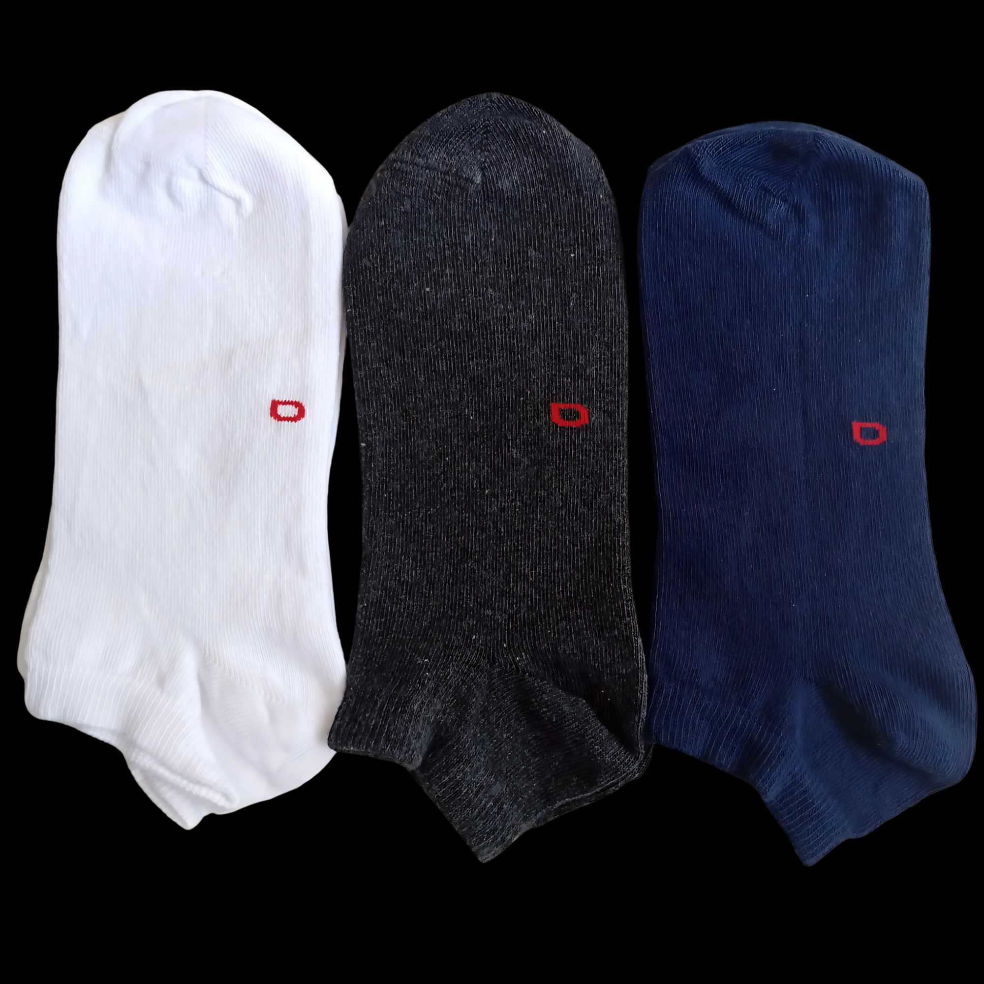 Șosete Sneaker Unisex din Bumbac – Alb, Gri și Albastru Marin