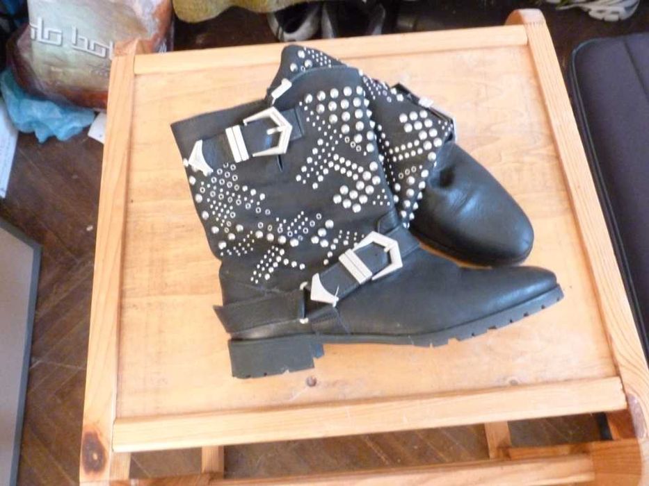 ZARA боти от естествена кожа с кабси