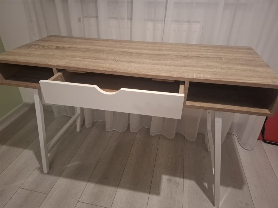 Birou 48x120 stejar deschis/alb – stare foarte bună
