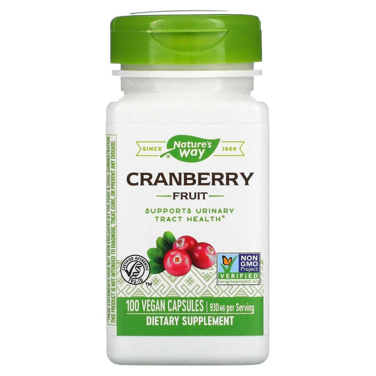 Nature's Way, плоды клюквы, 930 мг, 100 веганских капсул. Cranberry