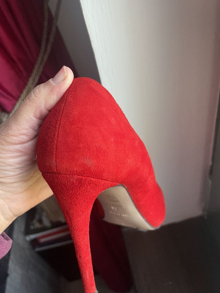Pantofi 36, rosii, musette, piele