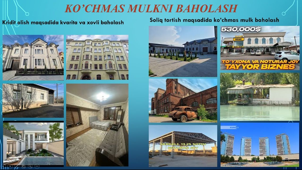 Sifatli, ishonchli va mukammal baholash xizmatimni taklif qilaman