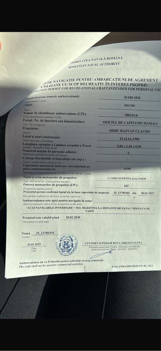 Barca Rio cu motor inbord si peridoc