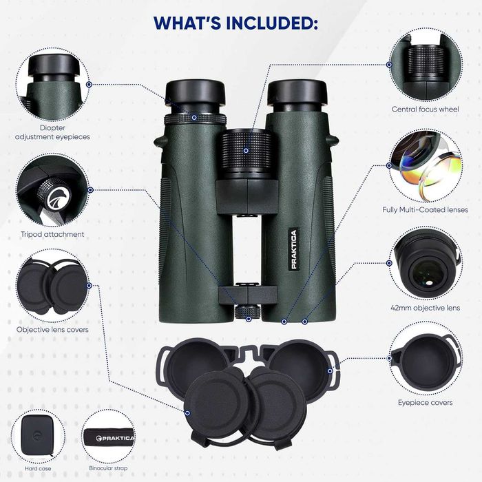 Binoclu Praktica Ambassador ED 8x42mm impermeabil, verde ,sigilat