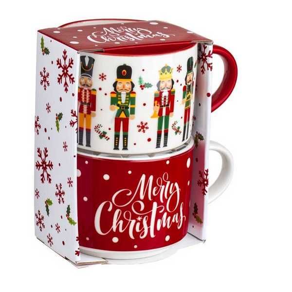 Комплект коледни чаши Mercado Trade, 2бр., За топли напитки, Керамични