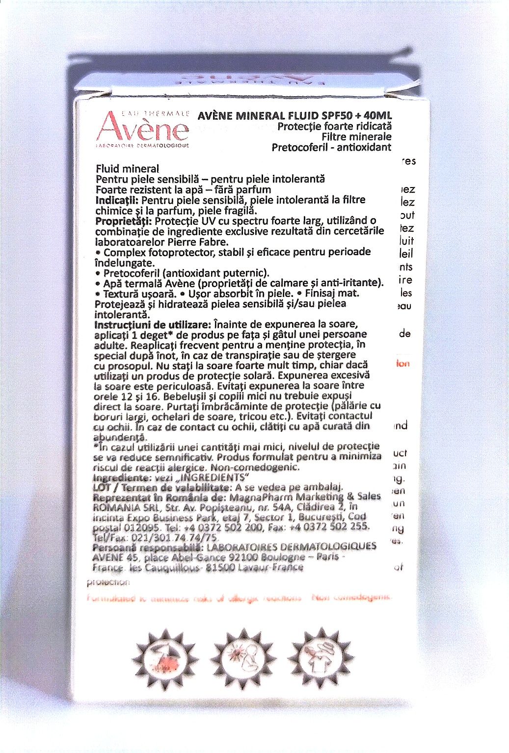 Avène Fluid mineral SPF 50+ pentru piele sensibilă sau intolerantă