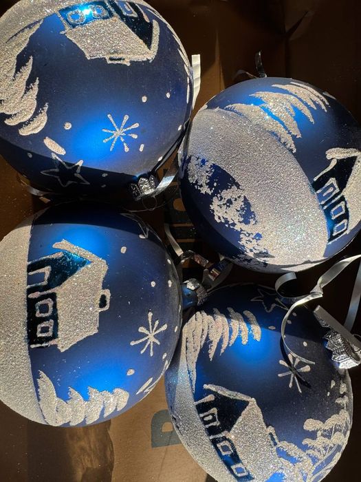 Большие Новогодние шары из стекла с ручной росписью