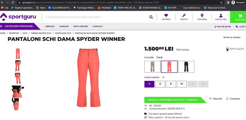 Spyder pantaloni ski dama NOI cu eticheta pret noi 199$