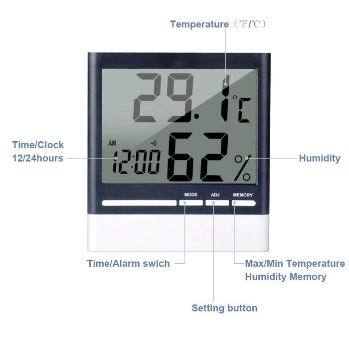 Термометр - Гигрометр с часами и календарём