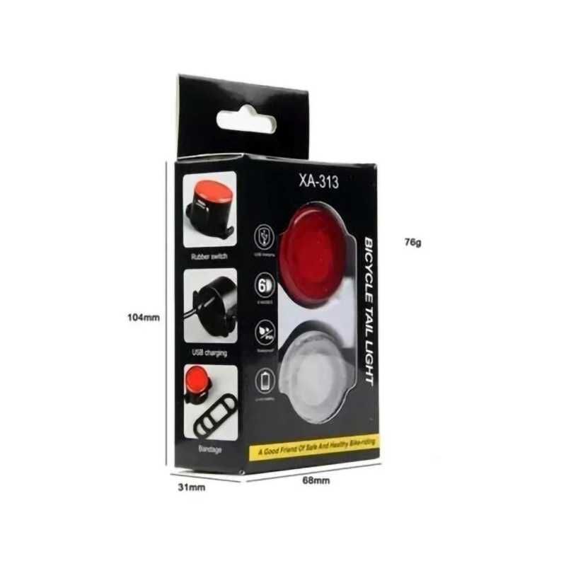 Комплект LED светлини за велосипед, Водоустойчиви, Кръгли, USB, ZH-068