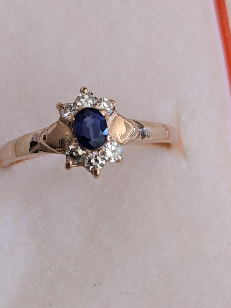 Inel sublim aur 14k, safir de Burma și diamante!