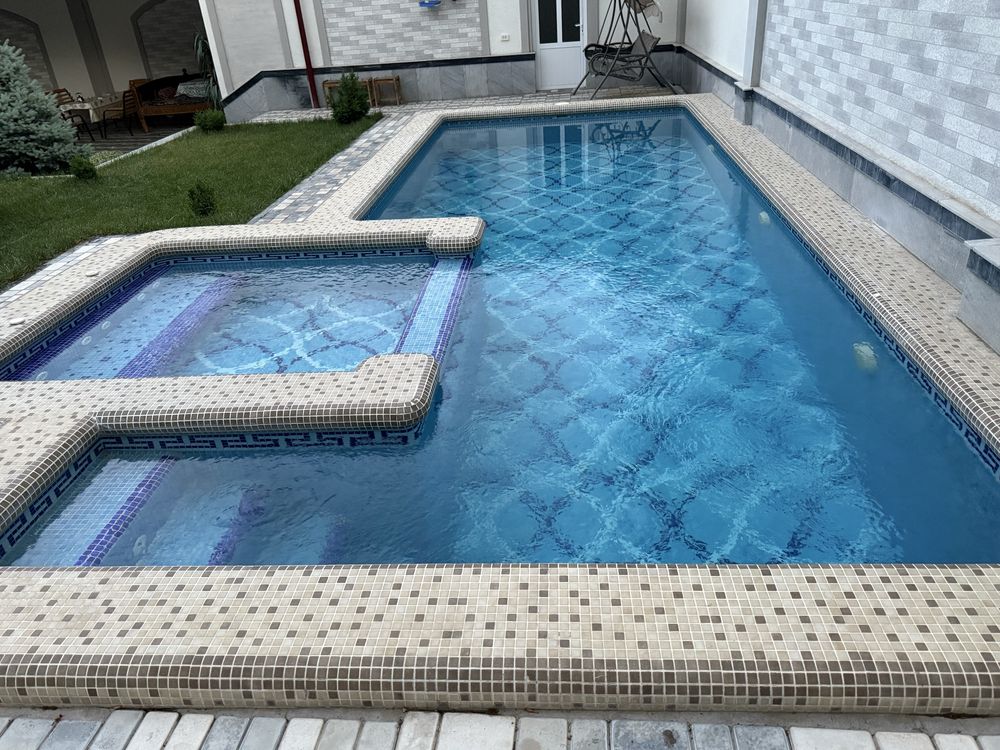 Oq tosh yon bagrida dacha sauna bassen tenis wifi bbq landshaft dizayn