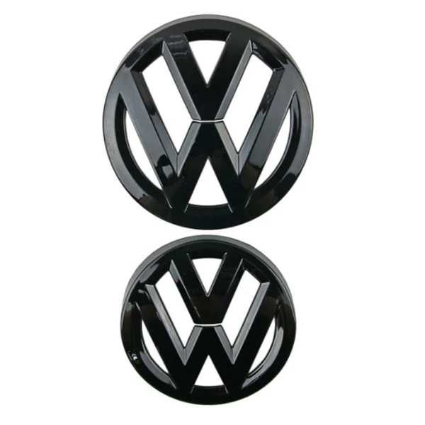 Set 2 Embleme Fata Spate Negru Lucios Volkswagen VW Golf 5 MK5, Glossy