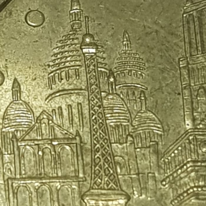 Медал монета Paris алуминий мед никел 4монумента 2015