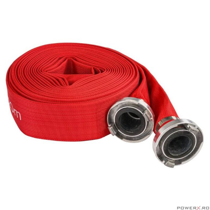 Furtun apa irigatii 2"20 metri, tip pompieri 8 bari, cu cuple, Red