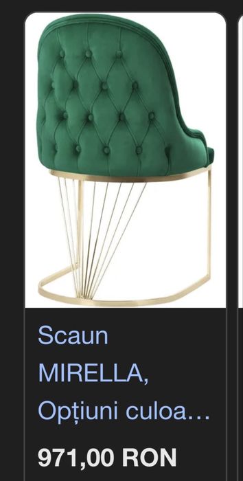 Masa si 2 scaune din catifea verde smarald, stare impecabila