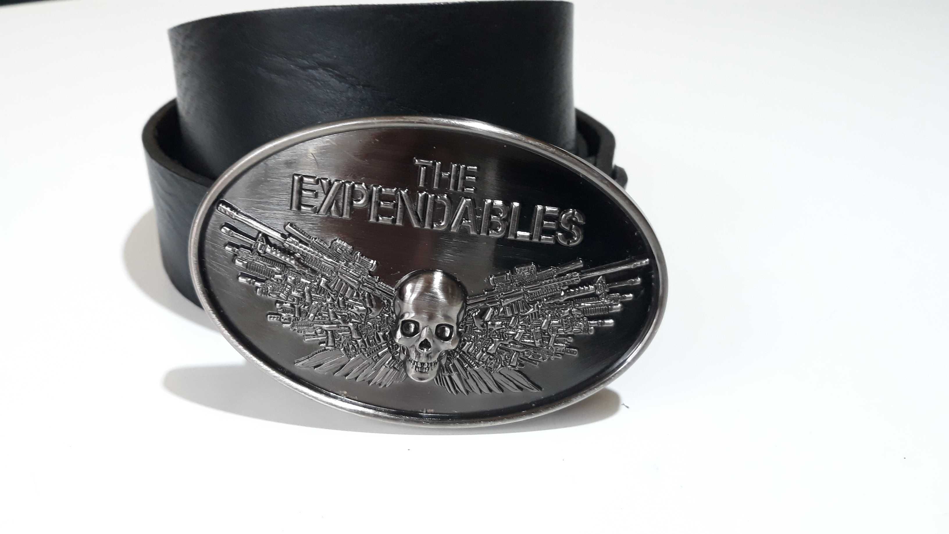 Curea piele naturala , catarama The Expendables ,  neagra