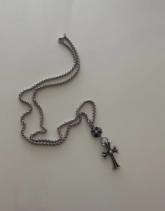Colier stil Chrome Hearts - cruce opium - lant argintiu - unisex