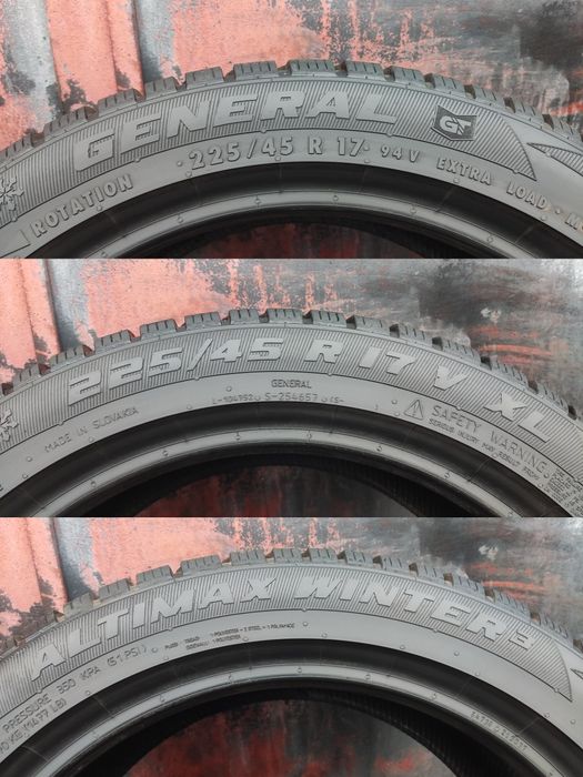 2бр.зимни гуми 225/45/17 General Altimax Winter 
dot23
7.5mmмм
Перфект