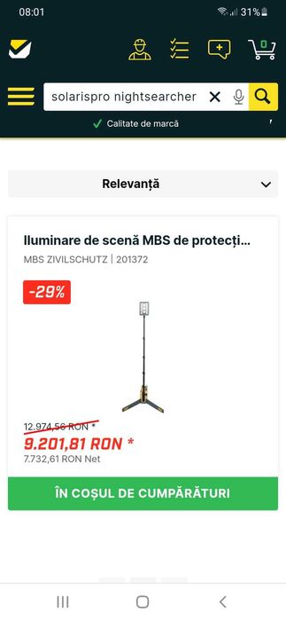 Proiector santier  SOLARIS PRO, portabil, 16000 lumeni/500m fascicul
