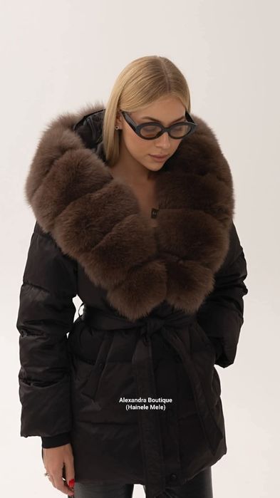 Geaca cu blana naturala de vulpe