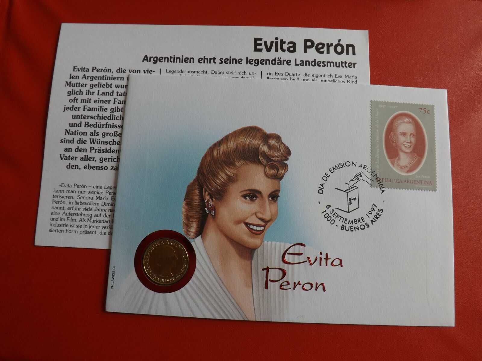 Numisbrief Numiscover Evita Peron 1 peso 1997