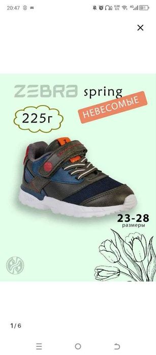 Кроссовки  на мальчика фирма зебра 23 размера
