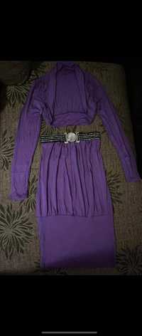 комплект секси лилава рокля бюстие със ръкави топ сет лот С С/М М