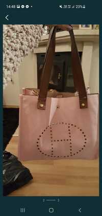 Чанта Неrmes в цвят розово и кафяво