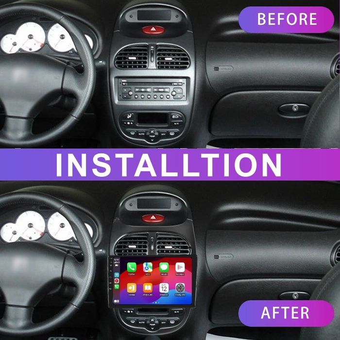 Navigatie Android 14 Peugeot 206 Carplay Android Auto + Camera