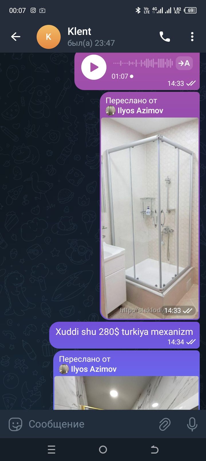 Dush kabina va kalyonni oynalar qilamiz arzon va sifatliy 24/7