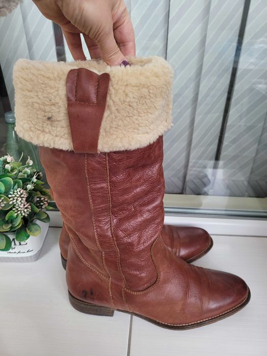 Естествена кожа дамски ботуши 40 номер