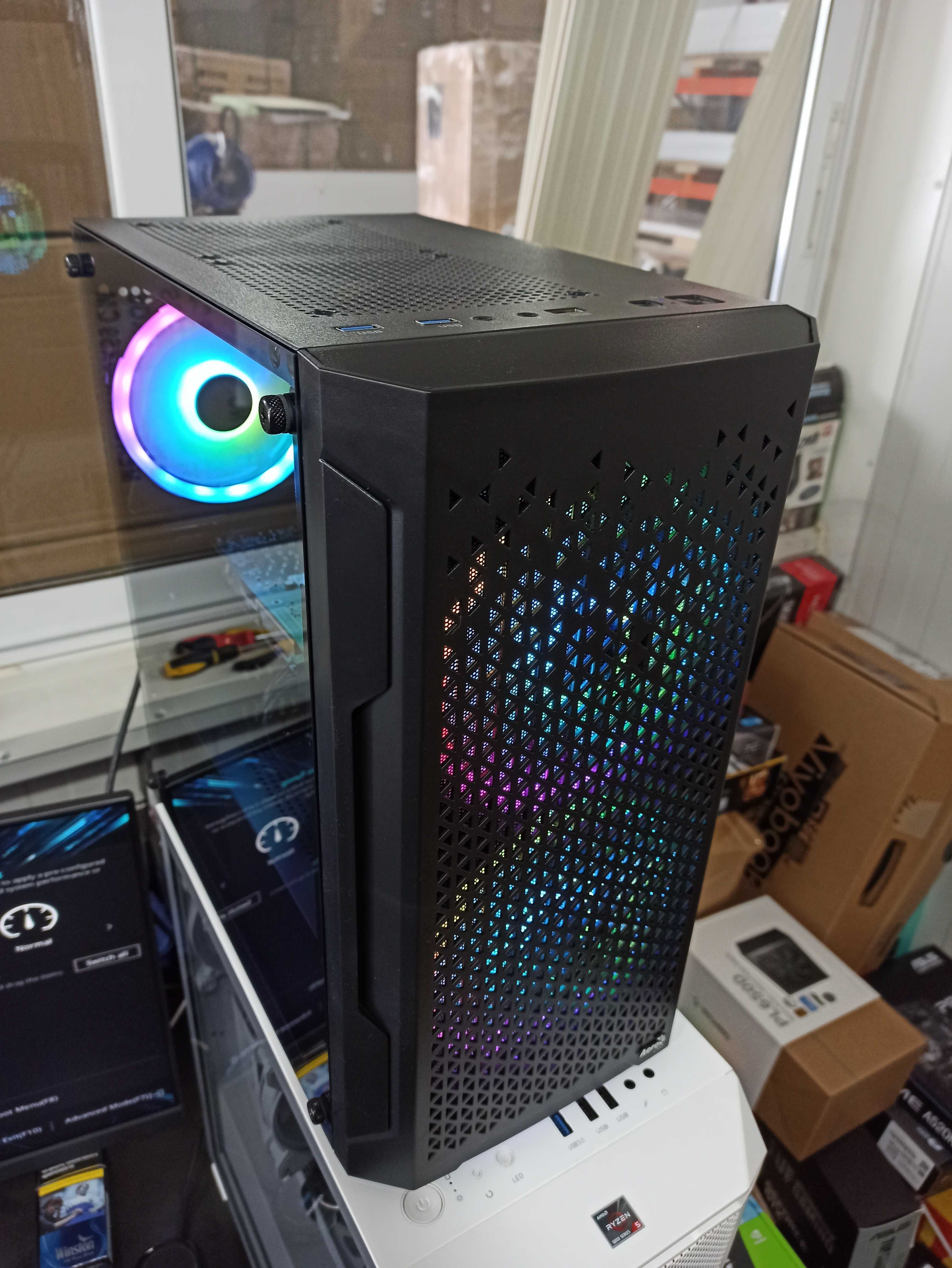 За ИГРИ Гейм компютър Ryzen 5 12Gb Видеокарта 16Gb RAM SSD 1Tb 650W