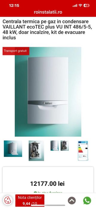 acentrala termica pe gaz in condensare VAILLANT ecoTEC vu int 486/5-5