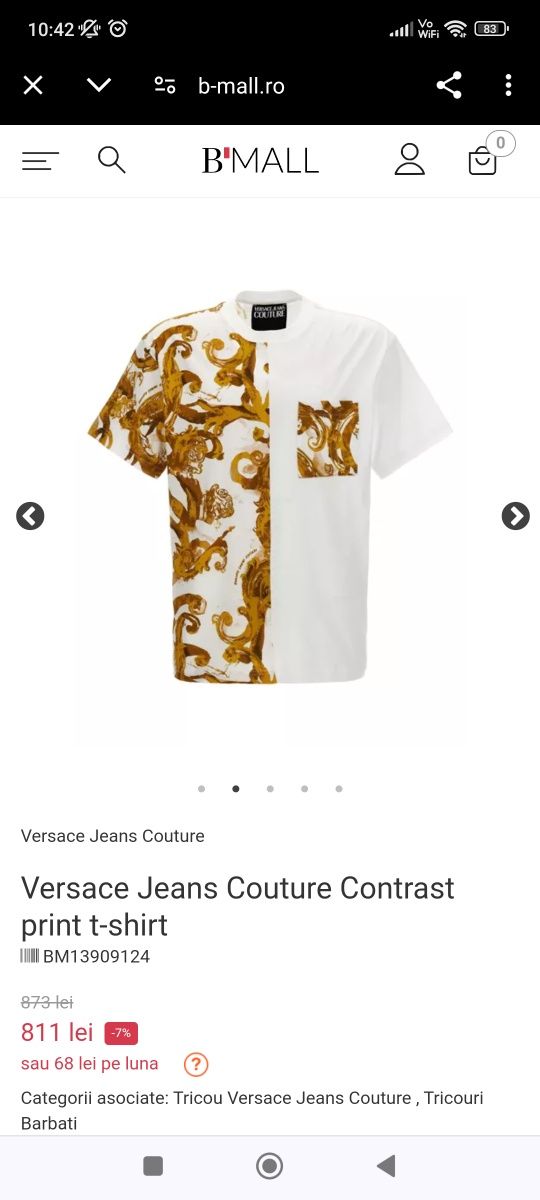 Oferta Tricou VERSACE original 100% colecția noua 2024 S,M,L,XL