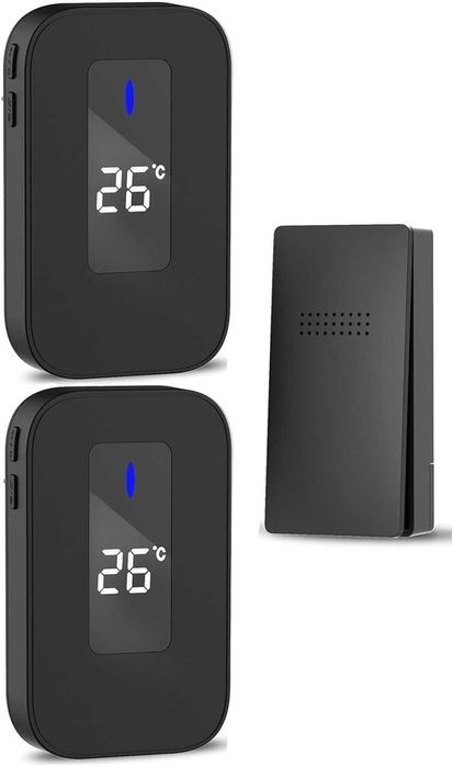 Комплект безжичен звънец с термометър, 38 опции на звънене-2 бр.