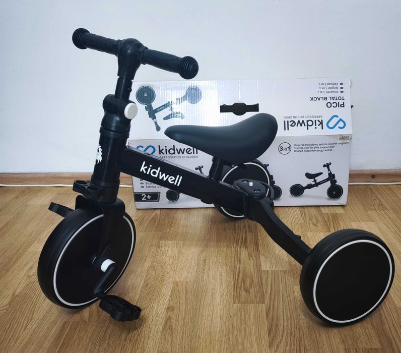 Bicicletă multifuncțională pentru copii Kidwell Pico 3 în 1, neagră