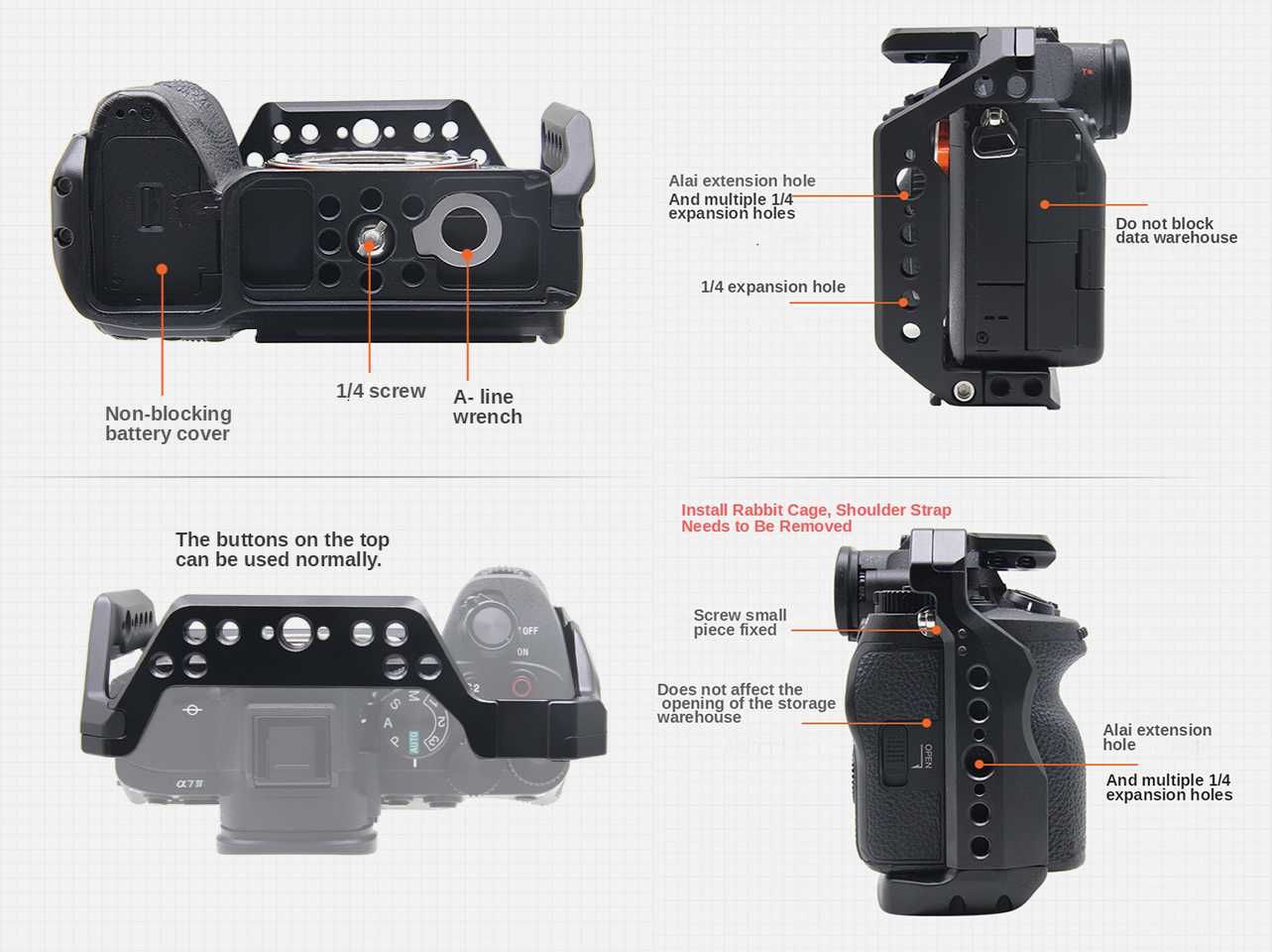 Алуминиева клетка за фотоапарати Sony А7II,А7III, А7 IV, А7 SIII, А7RV