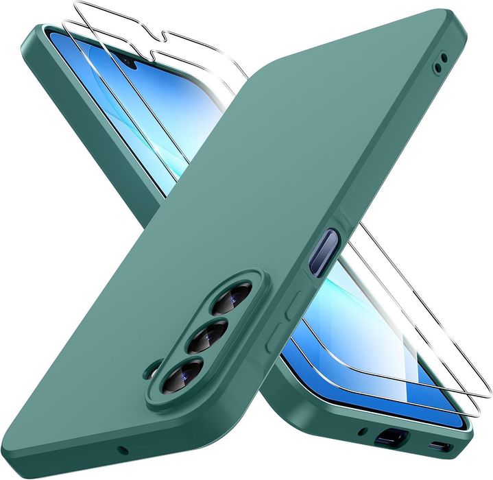 Матов силиконов кейс за samsung galaxy a17 - тъмно зелен