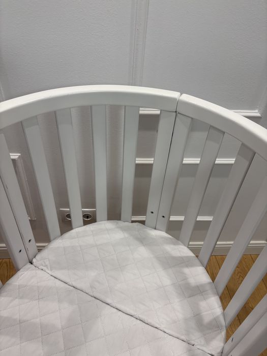 Pătuț evolutiv Marvis lemn masiv fag+saltea cocos+roți