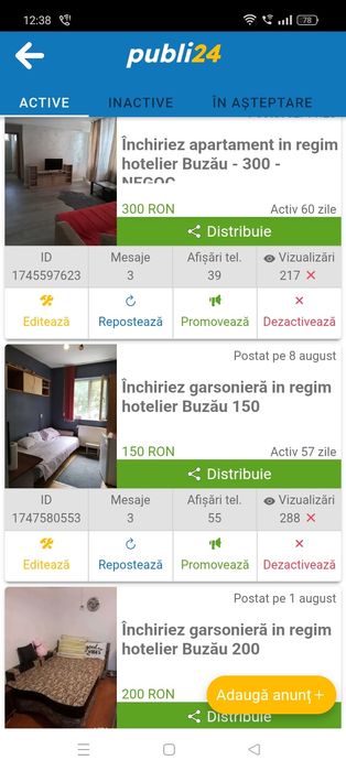 Închiriez apartament in regim hotelier BUZĂU  300 NEGOCIABIL