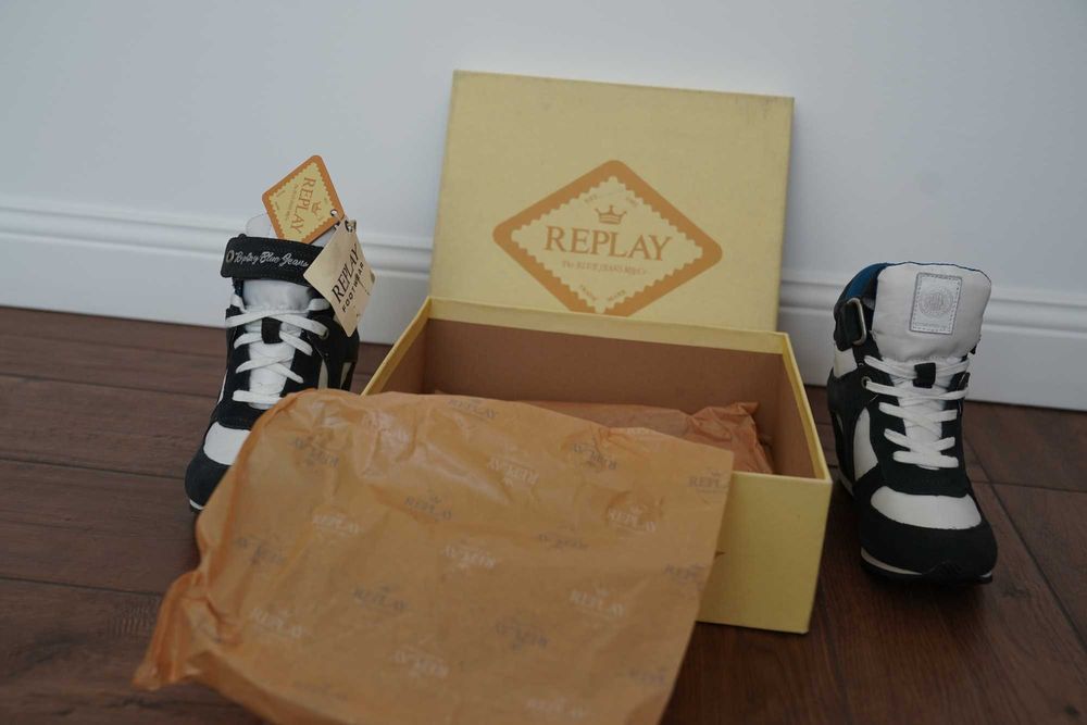 Sneaker cu talpa Wedge, Replay Blue Jeans