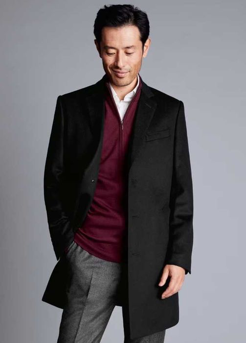 Palton slim 50 XL d lux Bruno Banani lana moale si casmir negru