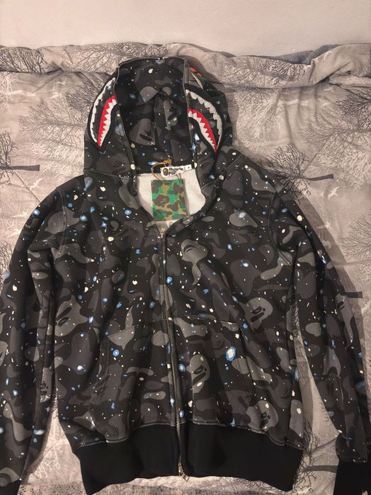 BAPE Glow in the dark Space camo shark full zip hoodie A Bathing Ape